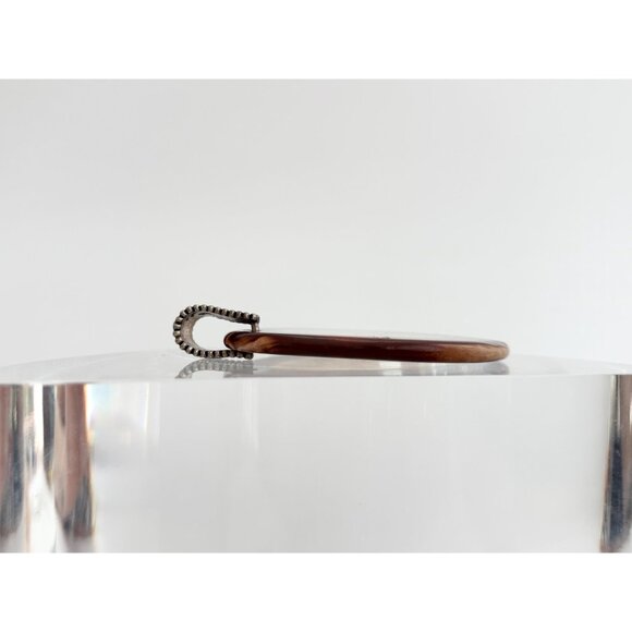 Polished Brown Crystal Free-Form Shaped Large Silver Toned Vintage Pendant - Picture 9 of 15